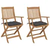 Image de Chaises pliables de jardin lot de 2 avec coussins Bois d acacia