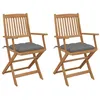 Image de Chaises pliables de jardin lot de 2 avec coussins Bois d acacia