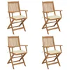 Image de Chaises pliables de jardin lot de 4 avec coussins Bois d acacia