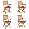 Image de Chaises pliables de jardin lot de 4 avec coussins Bois d acacia