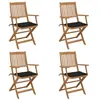 Image de Chaises pliables de jardin lot de 4 avec coussins Bois d acacia