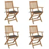 Image de Chaises pliables de jardin lot de 4 avec coussins Bois d acacia