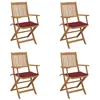 Image de Chaises pliables de jardin lot de 4 avec coussins Bois d acacia