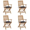 Image de Chaises pliables de jardin lot de 4 avec coussins Bois d acacia