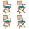 Image de Chaises pliables de jardin lot de 4 avec coussins Bois d acacia
