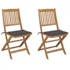 Image de vidaXL Tuinstoelen 2 st inklapbaar met kussens massief acaciahout3064644