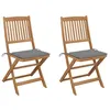 Image de vidaXL Tuinstoelen 2 st inklapbaar met kussens massief acaciahout3064645