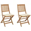 Image de vidaXL Chaises pliables de jardin 2 pcs avec coussins Bois d'acacia