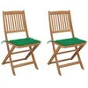 Image de vidaXL Tuinstoelen 2 st inklapbaar met kussens massief acaciahout3064649