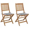 Image de vidaXL Tuinstoelen 2 st inklapbaar met kussens massief acaciahout3064658