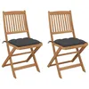 Image de vidaXL Tuinstoelen 2 st inklapbaar met kussens massief acaciahout3064659