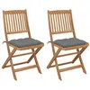 Image de vidaXL Tuinstoelen 2 st inklapbaar met kussens massief acaciahout3064660