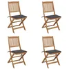 Image de vidaXL Tuinstoelen 4 st inklapbaar met kussens massief acaciahout3064671