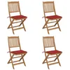 Image de vidaXL Tuinstoelen 4 st inklapbaar met kussens massief acaciahout3064677