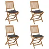 Image de vidaXL Tuinstoelen 4 st inklapbaar met kussens massief acaciahout3064686