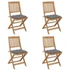 Image de vidaXL Tuinstoelen 4 st inklapbaar met kussens massief acaciahout3064687