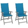 Image de Lot de 2 chaise vidaxl en acacia 110 cm bleu exterieur