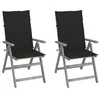 Image de Chaises inclinables de jardin lot de 2 et coussins Bois acacia