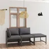 Image de vidaXL Salon de jardin 3 pcs avec coussins Résine tressée Gris, 19.36 kg