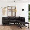 Image de vidaXL Salon de jardin 5 pcs avec coussins Résine tressée Gris, 32.06 kg