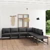 Image de Salon de jardin modulable Vidaxl 7 pieces gris polyethylene 60 x 60 cm 6 personnes