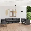 Image de Salon de jardin modulable Vidaxl polyethylene gris 10 pieces 9 personnes