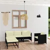 Image de Salon de jardin 6 pcs avec coussins Résine tressée Noir