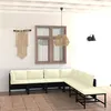 Image de Salon de jardin modulable Vidaxl noir 7 personnes 7 pieces 60 x 60 cm polyethylene