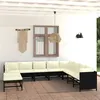 Image de Salon de jardin modulable Vidaxl noir 9 pieces polyethylene 60 x 60 cm 9 personnes