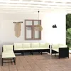 Image de Salon de jardin 10 pcs avec coussins Résine tressée Noir