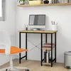 Image de vidaXL Bureau d'ordinateur Noir et chêne clair 80x40x72cm MDF et métal
