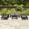 Image de Salon de jardin 6 pcs avec coussins Plastique Gris