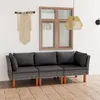 Image de Canapé de jardin à 3 places avec coussins Gris Résine tressée