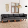 Image de Canapé de jardin à 4 places avec coussins Gris Résine tressée