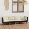 Image de Canapé de jardin à 4 places avec coussins Noir Résine tressée