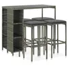 Image de vidaXL 5-delige Tuinbarset met kussens poly rattan grijs3064915