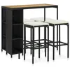 Image de Ensemble de bar de jardin 5 pcs et coussins Résine tressée Noir