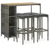 Image de Ensemble de bar de jardin 5 pcs et coussins Résine tressée Gris