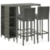 Image de Ensemble de bar de jardin 5 pcs et coussins Résine tressée Gris