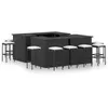 Image de Salon de jardin Vidaxl resine tressee noir 16 pieces 100.0 x 50 x 105