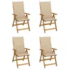 Image de Lot de 4 chaise vidaxl H. 111 cm empilable pliable exterieur en acacia bois