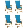 Image de Lot de 4 chaise vidaxl en acacia empilable pliable H. 111 cm exterieur bois