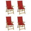 Image de Chaises inclinables de jardin lot de 4 et coussins Bois acacia