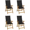 Image de Chaises inclinables de jardin lot de 4 et coussins Bois acacia