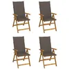 Image de Lot de 4 chaise vidaxl H. 111 cm en acacia marron exterieur