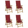 Image de Chaises inclinables de jardin lot de 4 et coussins Bois acacia