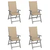 Image de Lot de 4 chaise vidaxl exterieur non pliable en acacia H. 110 cm gris