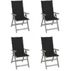 Image de Chaises inclinables de jardin lot de 4 et coussins Bois acacia