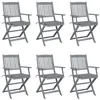 Image de Chaises pliables d extérieur lot de 6 et coussins Bois d acacia