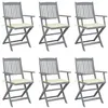 Image de Chaises pliables d extérieur lot de 6 et coussins Bois d acacia